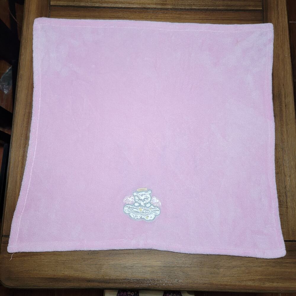 Baby Starters Pink Infant Blanket w/ Angel Bear "Bless Our Baby" - 30" x 30"